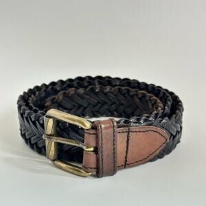 Vintage White Elephant Black And Brown Braided Leather Belt